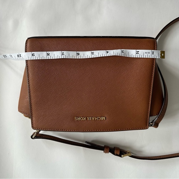 Michael Kors Selma Small Tan Saffiano Leather Crossbody Bag - Picture 8 of 8